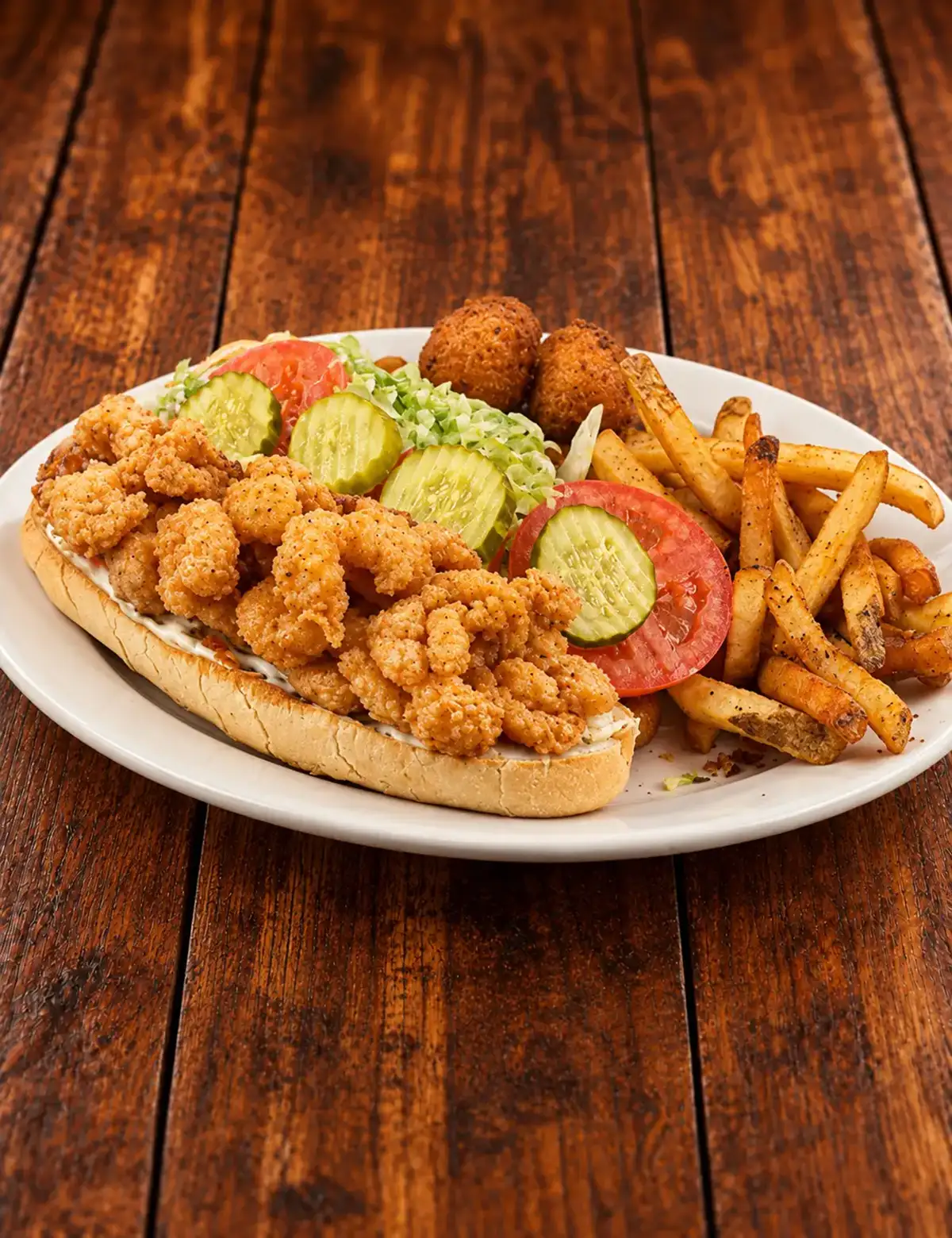 Fried Popcorn Shrimpies Po Boy