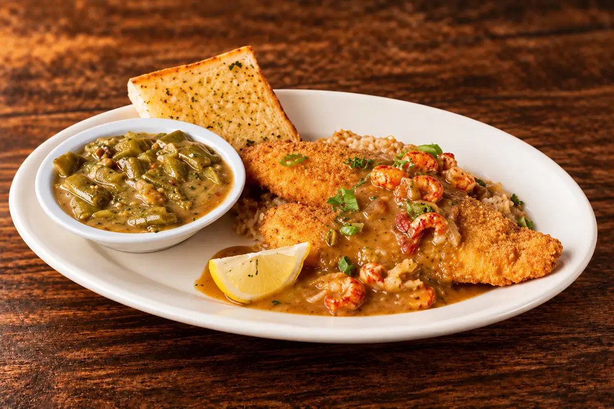 Fried Flounder Etouffee