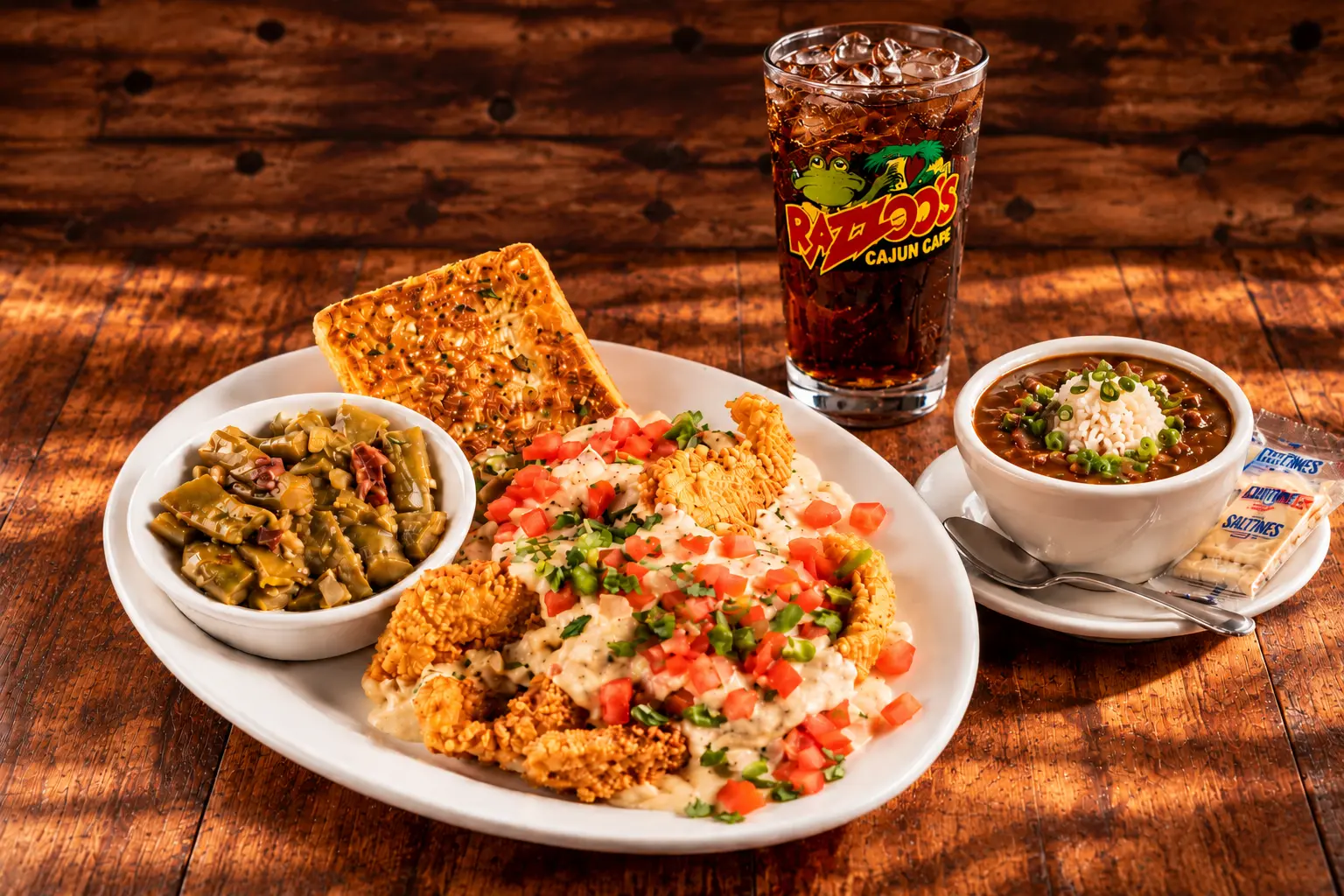 Jalapeno Catfish with Lil’ Taste of Gumbo + Soft Drink Jalapeno Catfish with Lil' Taste of Gumbo + Soft Drink