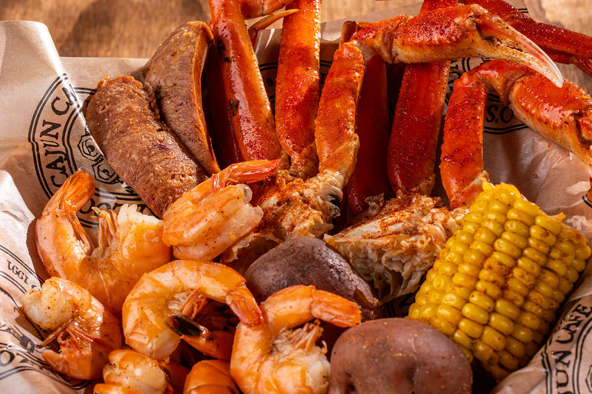Crab legs and shrimp